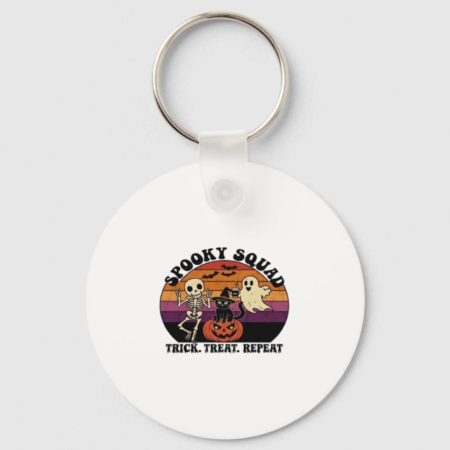 Spooky Squad Retro Halloween Design (Black Text) � Keychain (Front)