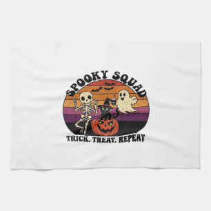 Spooky Squad Retro Halloween Design (Black Text) – Kitchen Towel