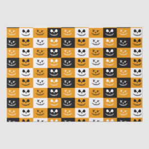 Spooky Stitch Face   Black Orange White Halloween Tissue Paper