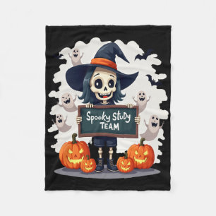 Spooky Study Team - Cute Halloween Skeleton Teache Fleece Blanket