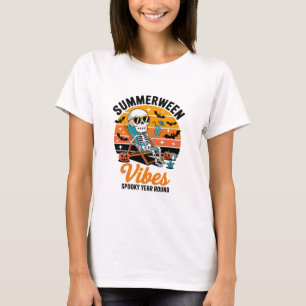 Spooky Summer Beach Skeleton Funny Halloween Summe T-Shirt
