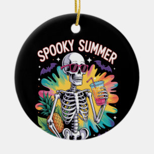 Spooky Summer Beach Vacation Ceramic Ornament