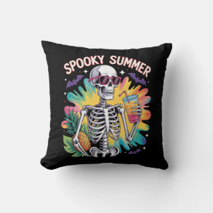 Spooky Summer Beach Vacation Throw Pillow