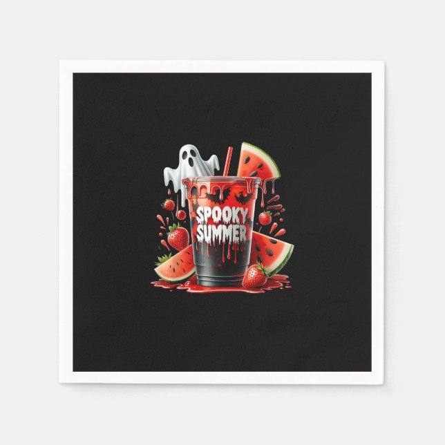 Spooky Summer Drinks Summerween Vibes Funny Summer Napkin (Front)