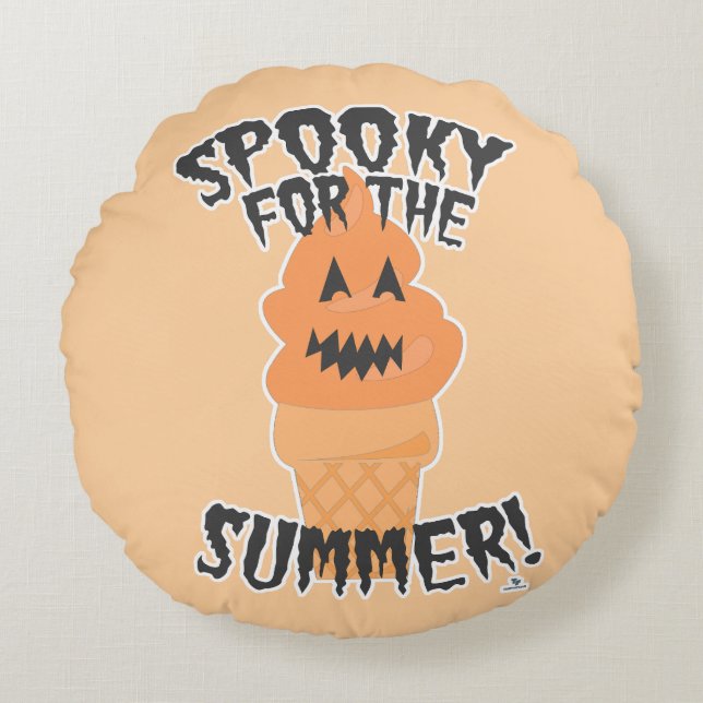   Spooky Summer Fun Summerween Cartoon Cone Round Pillow (Front)