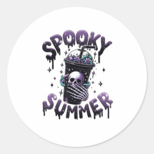 Spooky Summer Funny Meme Skeleton Coffee Funny Sum Classic Round Sticker