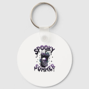 Spooky Summer Funny Meme Skeleton Coffee Funny Sum Keychain