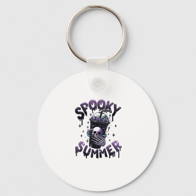 Spooky Summer Funny Meme Skeleton Coffee Funny Sum Keychain (Front)
