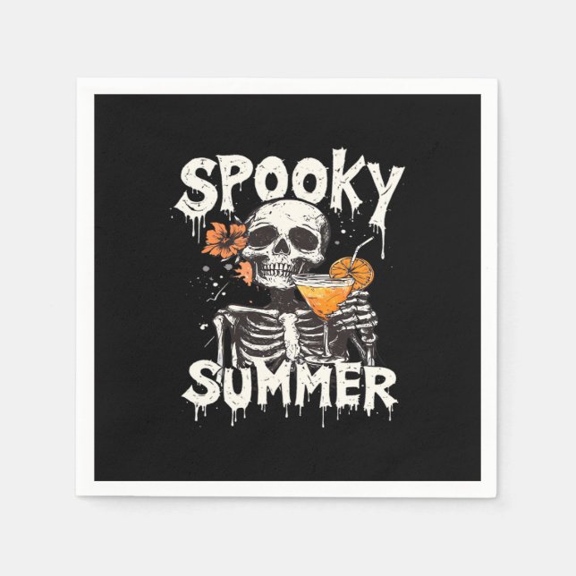 Spooky Summer Funny Meme Skeleton Coffee Summerwee Napkin (Front)