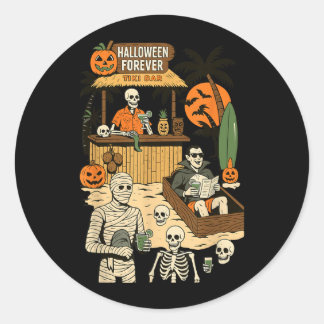 Spooky Summer Halloween Retro Summer Horror Classic Round Sticker