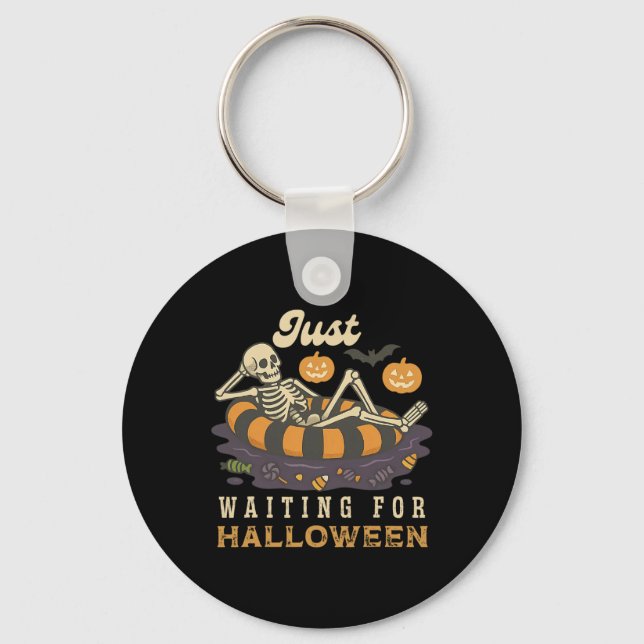 Spooky Summer Skeleton Just Waiting For Halloween  Keychain (Front)