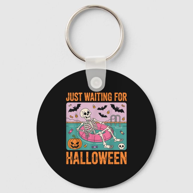 Spooky Summer Skeleton Just Waiting For Halloween  Keychain (Front)