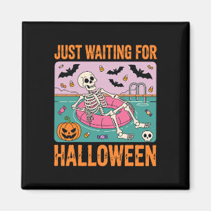 Spooky Summer Skeleton Just Waiting For Halloween  Magnet