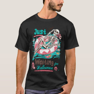 Spooky Summer Skeleton Just Waiting For Halloween  T-Shirt