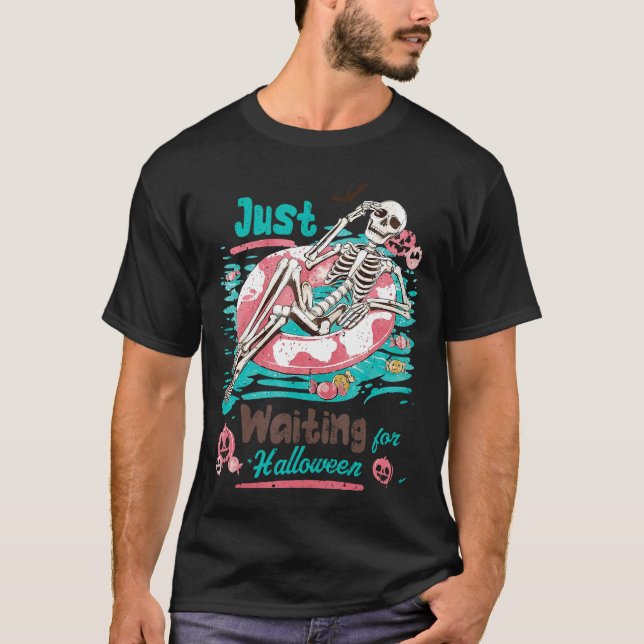 Spooky Summer Skeleton Just Waiting For Halloween  T-Shirt (Front)