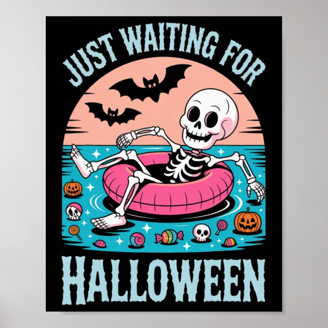 Spooky Summer Skeleton Just Waiting Kids  Poster (Front)