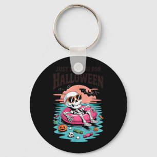 Spooky Summer Skeleton Waiting for Halloween Kids Keychain