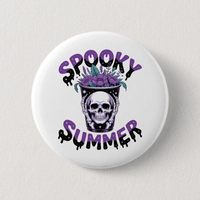 Spooky Summer Skeletonsummerween 2 Inch Round Button (Front)