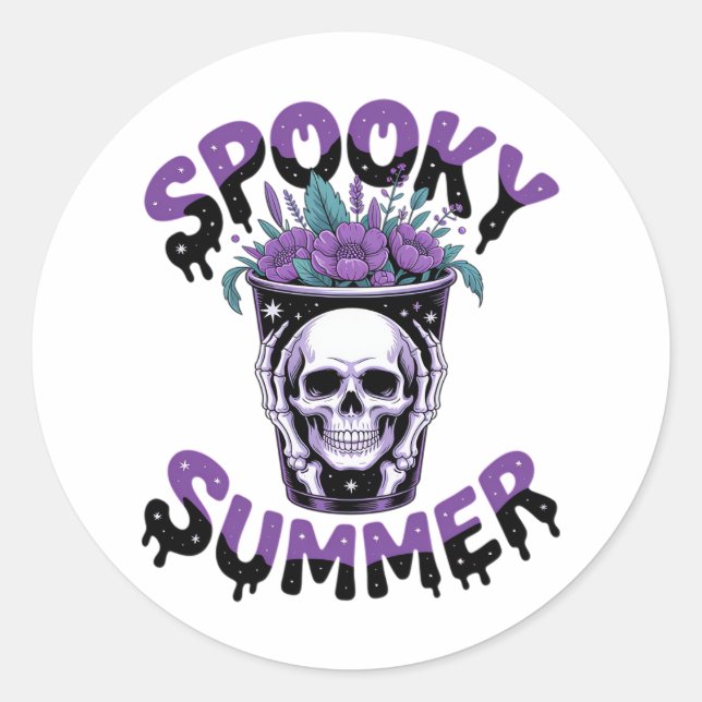 Spooky Summer Skeletonsummerween Classic Round Sticker (Front)