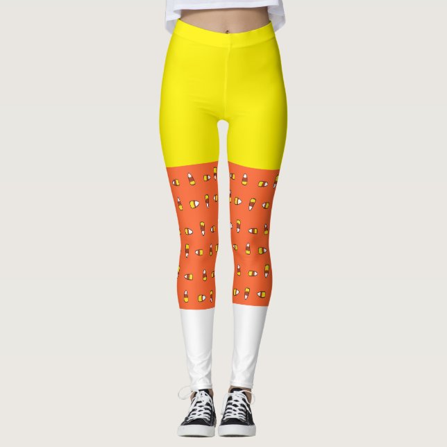 Spooky Sweet- Candy Corn Tri-Colour Leggings (Front)
