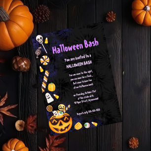 Spooky Sweet Candy & Skulls Halloween Bash Invitation