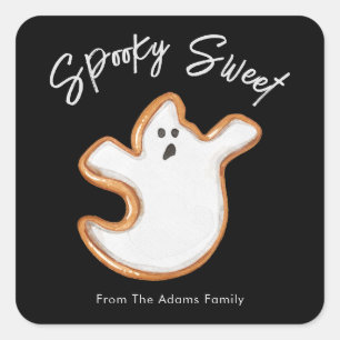 Spooky Sweet Ghost Sugar Cookie Customizable Square Sticker