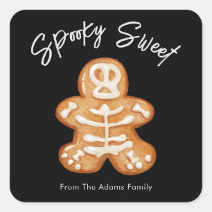 Spooky Sweet Skeleton Sugar Cookie Square Sticker