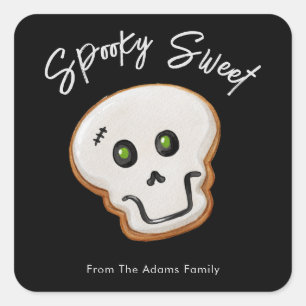 Spooky Sweet Skull Sugar Cookie Square Sticker