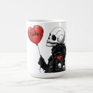 Spooky Sweetheart -Customizable Skull with Balloon Coffee Mug