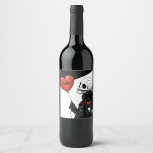 Spooky Sweetheart -Customizable Skull with Balloon Wine Label