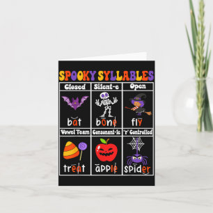 Spooky Syllables Teacher Funny Halloween Card