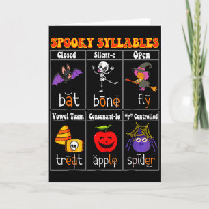 Spooky Syllables Teacher Funny Halloween Education Card