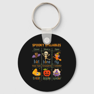 Spooky Syllables Teacher Funny Halloween Education Keychain