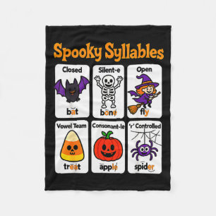Spooky Syllables Teacher Outfit Halloween Clroom L Fleece Blanket