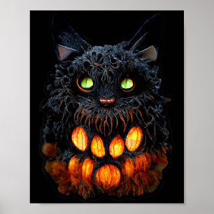 Spooky Szn Jack-O-Lantern Halloween Black Cat Poster