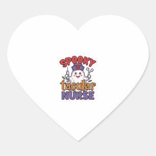 Spooky Tacular Nurse Halloween Ghost Shirt Design_ Heart Sticker