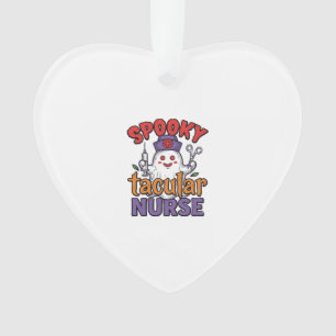 Spooky Tacular Nurse Halloween Ghost Shirt Design_ Ornament