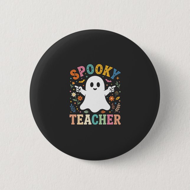 Spooky Teacher Cute Ghost Halloween Design_1 2 Inch Round Button (Front)