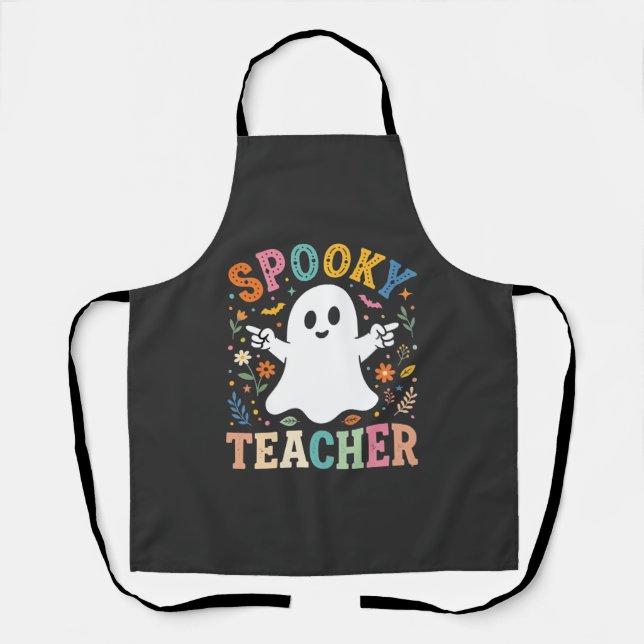 Spooky Teacher Cute Ghost Halloween Design_1 Apron (Front)