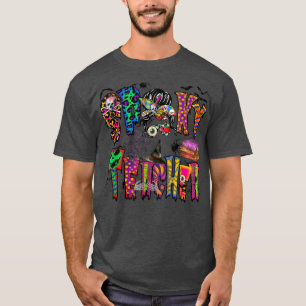 Spooky teacher messy bun Halloween T-Shirt