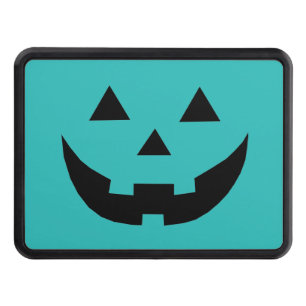 Spooky teal jack o lantern pumpkin Halloween Trailer Hitch Cover