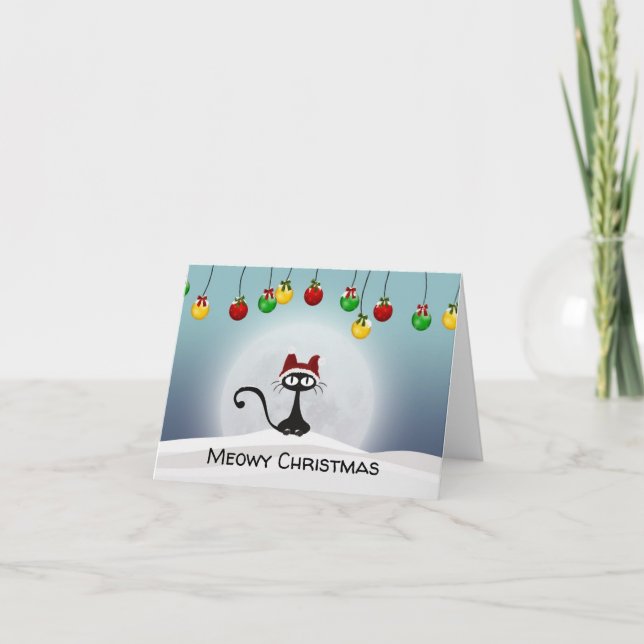 Spooky The Christmas Black Cat Holiday Card (Front)