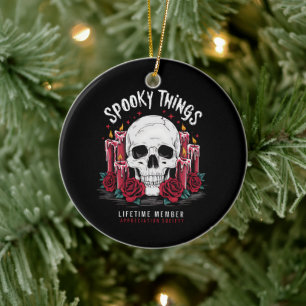Spooky Things Appreciation Society Skull Roses Ceramic Ornament