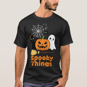Spooky Things Cute Halloween Pumpkin Ghost Black T-Shirt