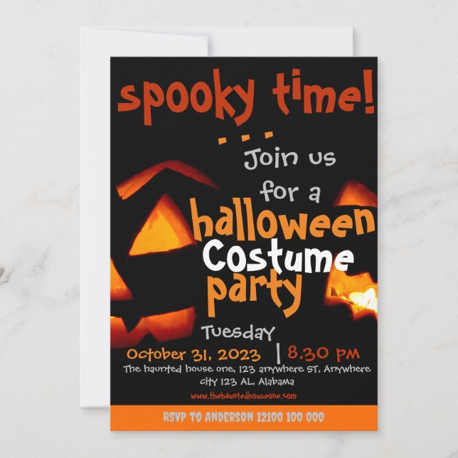 Spooky time, elegant halloween party invitation (Front)