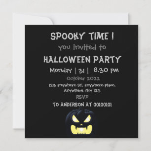 Spooky time, Scarry Pumpkin Halloween Party Invitation
