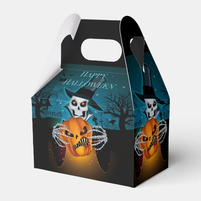 Spooky Top Hat Skeleton Gable Favor Box (Front Side)
