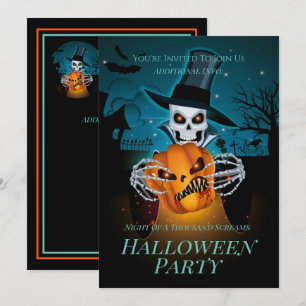 Spooky Top Hat Skeleton Invitation
