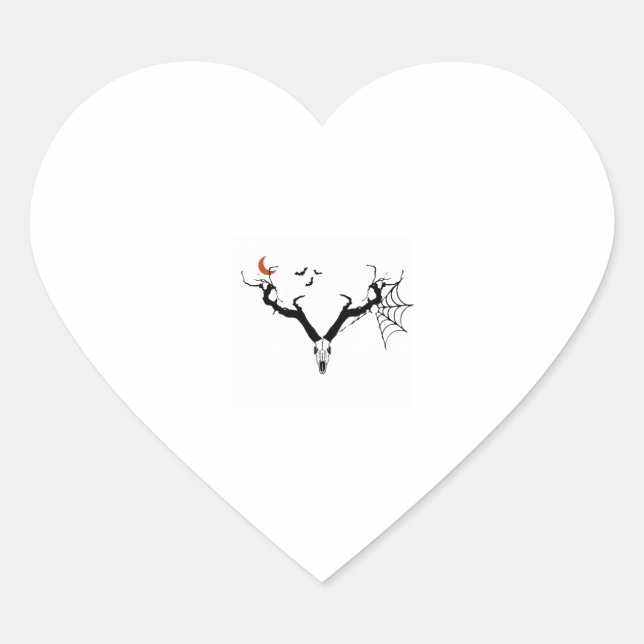 Spooky tree deer antlers   heart sticker (Front)