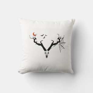 Spooky tree deer antlers throw pillow
